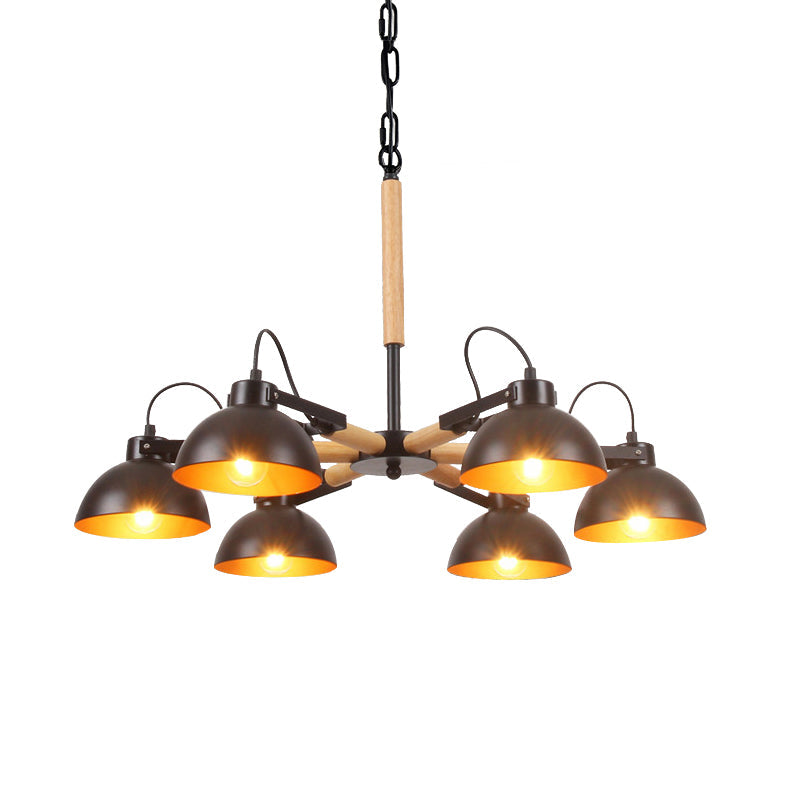 Black And Gold Rotatable Chandelier With Bowl Shade - 3/5/6 Heads Factory Ceiling Suspension Lamp
