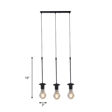 Iron Exposed Bulb Ceiling Light With 5/10 Heads In Black - Perfect For Loft Bistro And More