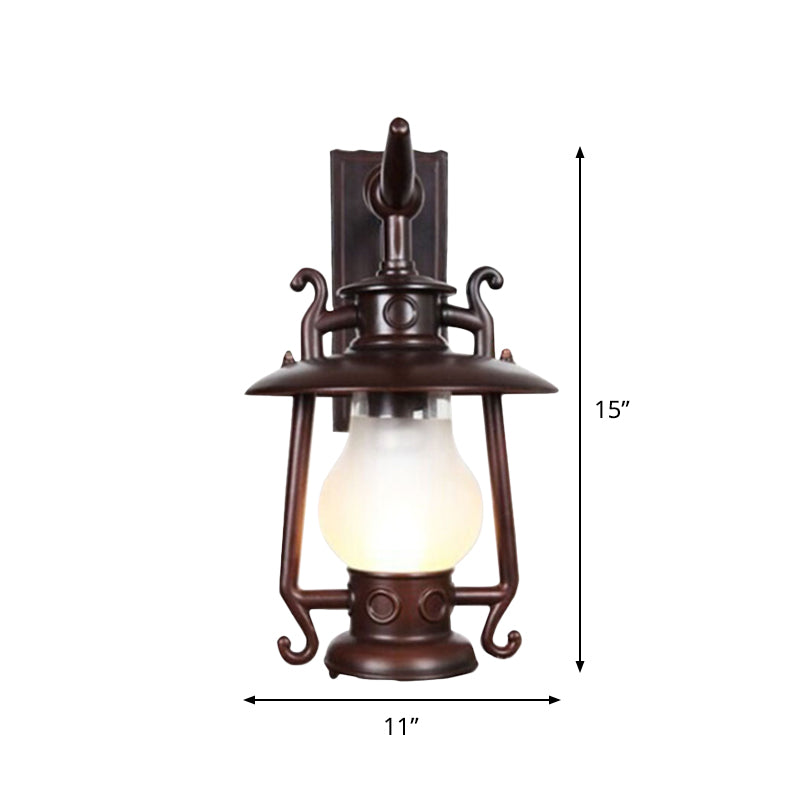 Modern Kerosene Wall Sconce Lamp With Frosted Glass - Factory Black Finish 1-Light Fixture
