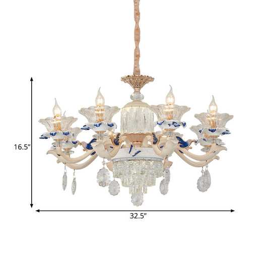 Modern Rose Gold Crystal Chandelier Pendant - 6/8 Lights Blooming Bedroom Suspension Lamp With