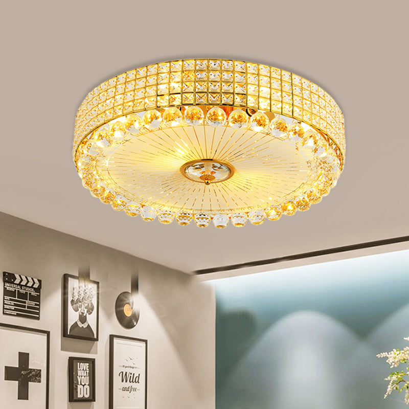 Crystal Beveled Flush Mount LED Ceiling Light in Silver/Gold, 16/23.5 Inch Dia