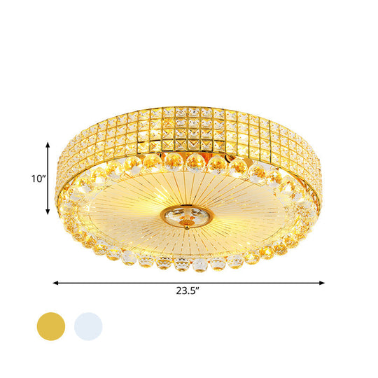 Crystal Beveled Flush Mount LED Ceiling Light in Silver/Gold, 16/23.5 Inch Dia