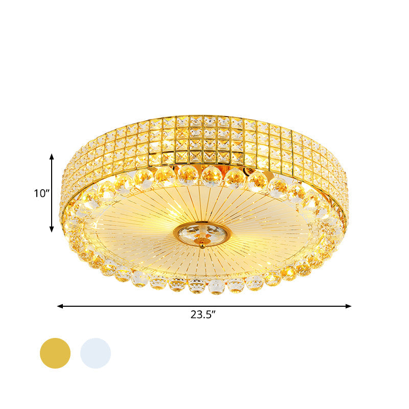 Minimalist Beveled Crystal Led Ceiling Light Silver/Gold Flush Mount Circle 16/23.5 Inch Dia