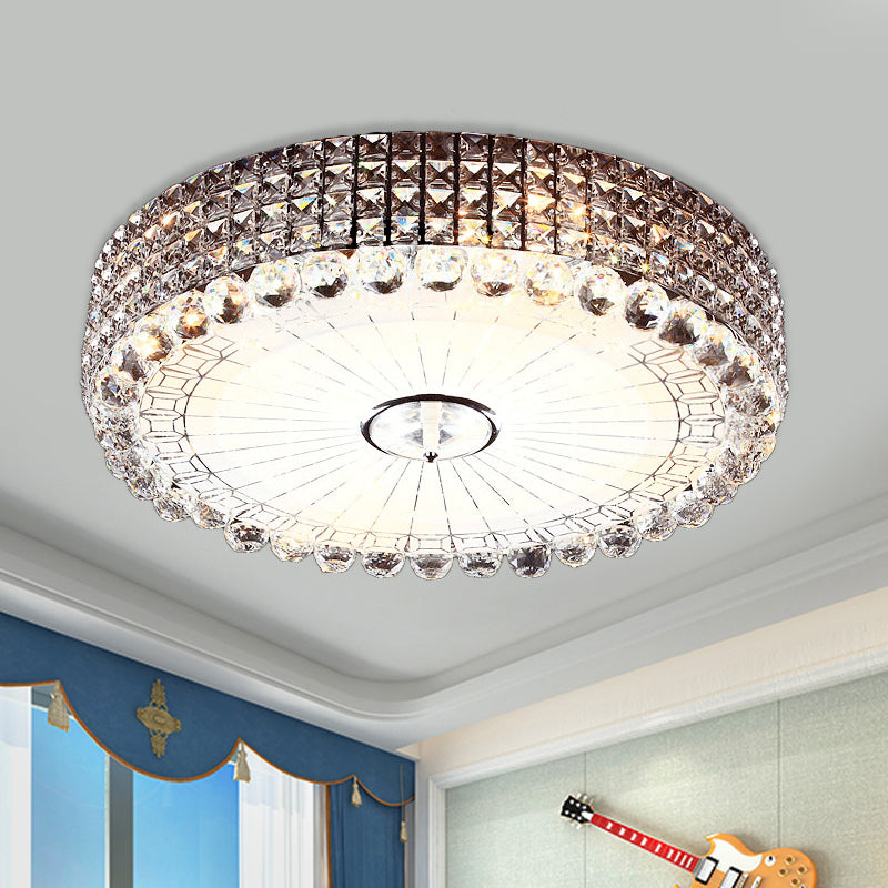Crystal Beveled Flush Mount Led Ceiling Light In Silver/Gold 16/23.5 Inch Dia Silver / 16