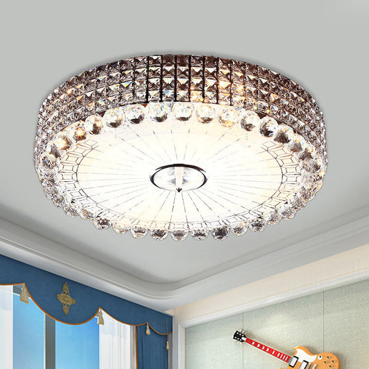 Minimalist Beveled Crystal Led Ceiling Light Silver/Gold Flush Mount Circle 16/23.5 Inch Dia Silver