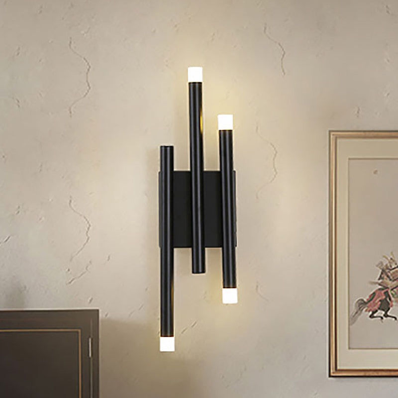 Modern Black Metal Wall Lamp - 2/4 Lights Simple Linear Design For Hallway