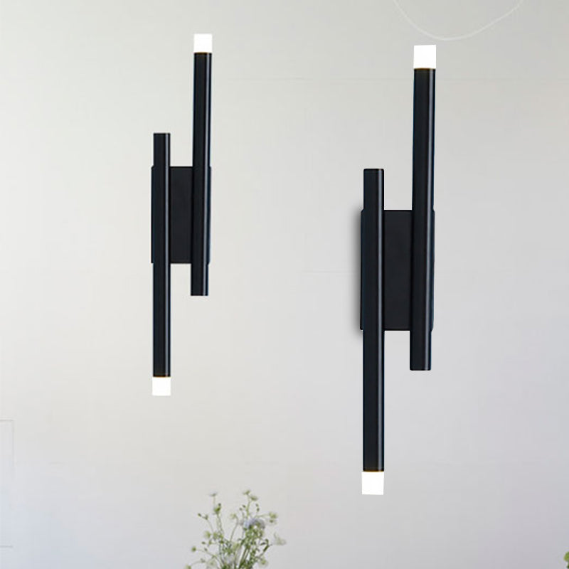 Modern Black Metal Wall Lamp - 2/4 Lights Simple Linear Design For Hallway 2 /