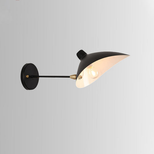 Modern Style Duckbill Shade Wall Lamp With Metallic Finish Black Sconce Lighting Straight/Curved Arm