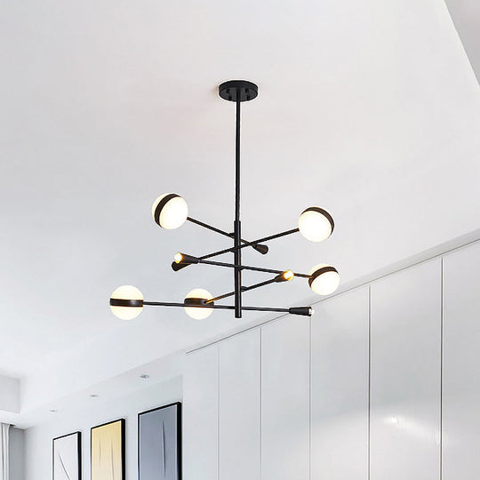 Contemporary Iron Led Chandelier - 10/12-Head Ceiling Pendant With Glass Ball Shade