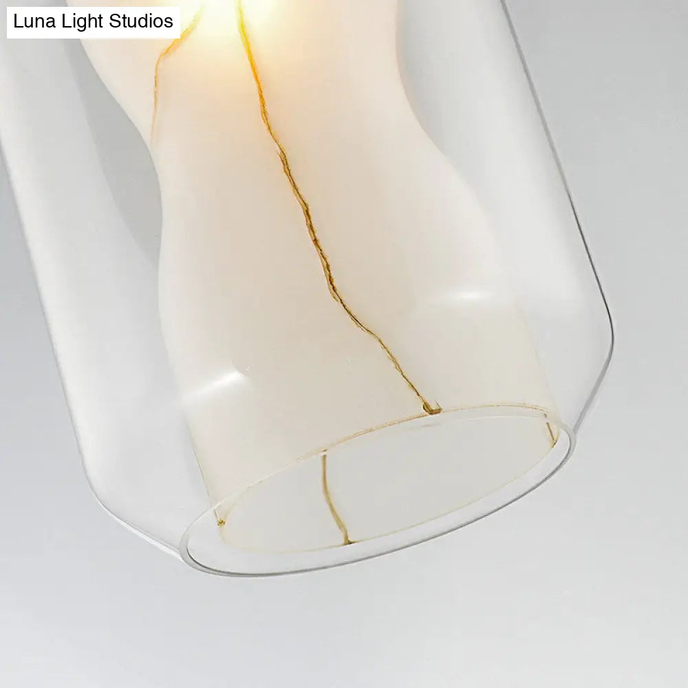 Sleek Glass Lantern Pendant Light With White Marble Shade - Modern Hanging Lamp Kit 8/10 Wide 1 Head