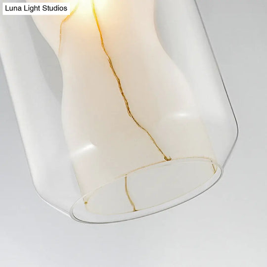 Sleek Glass Lantern Pendant Light With White Marble Shade - Modern Hanging Lamp Kit 8/10 Wide 1 Head