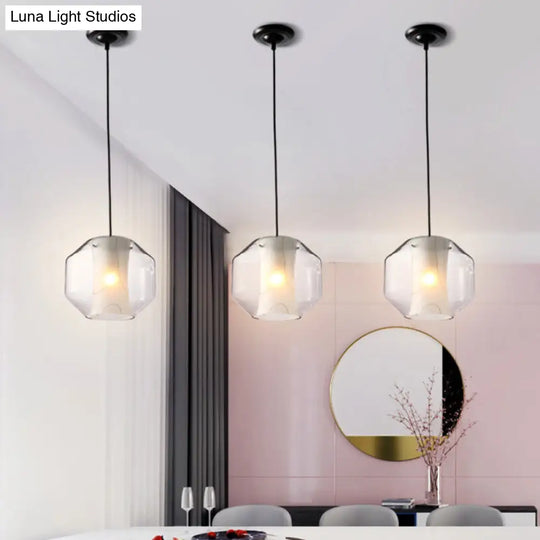 Sleek Glass Lantern Pendant Light With White Marble Shade - Modern Hanging Lamp Kit 8/10 Wide 1 Head