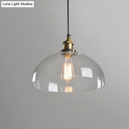 8’/10’ Dia Single Bulb Ceiling Pendant Warehouse Globe/Half-Globe Clear Glass Hanging Light