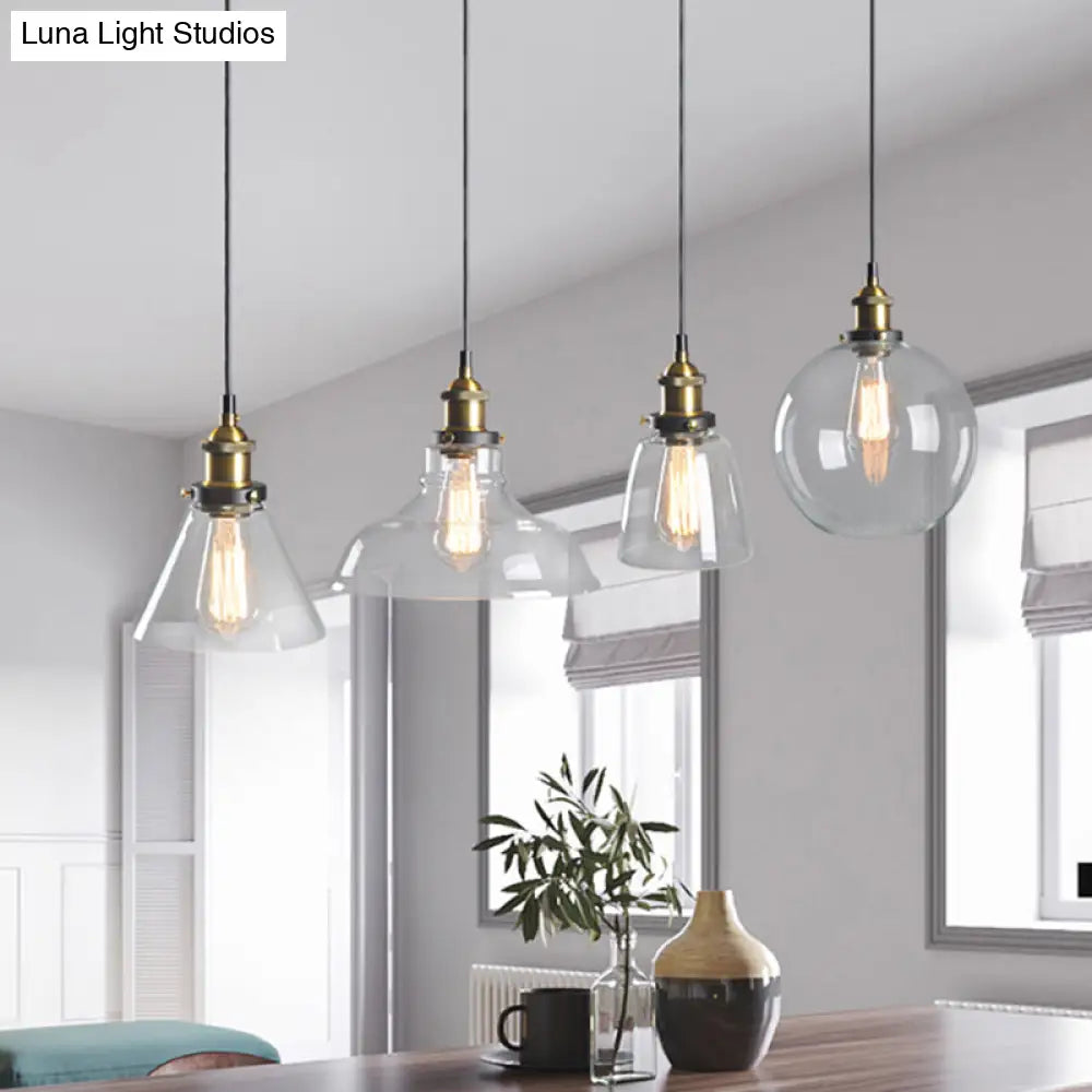 8’/10’ Dia Single Bulb Ceiling Pendant Warehouse Globe/Half-Globe Clear Glass Hanging Light
