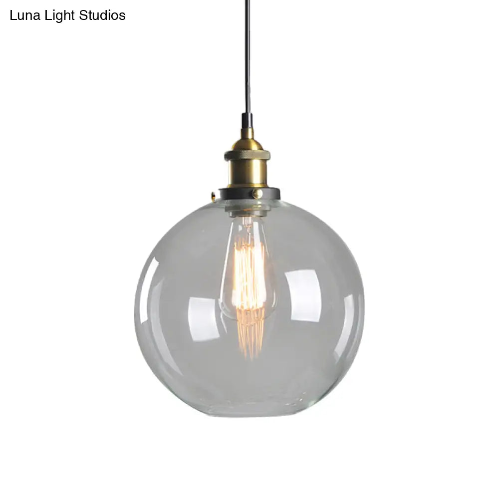 8’/10’ Dia Single Bulb Ceiling Pendant Warehouse Globe/Half-Globe Clear Glass Hanging Light