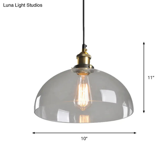 8’/10’ Dia Single Bulb Ceiling Pendant Warehouse Globe/Half-Globe Clear Glass Hanging Light