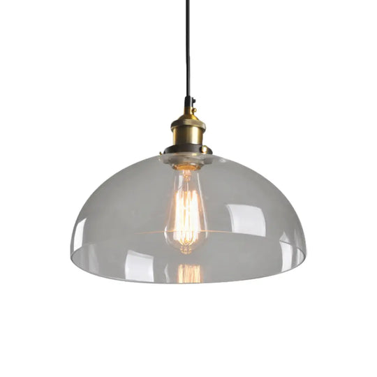 8’/10’ Dia Single Bulb Ceiling Pendant Warehouse Globe/Half-Globe Clear Glass Hanging Light