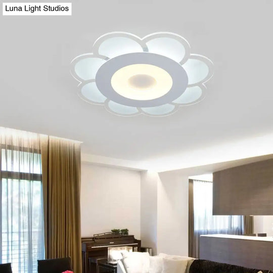 8/16.5/20.5 W White 8-Petal Flush Mount Ceiling Light - Nordic Frosted Acrylic Led Lamp