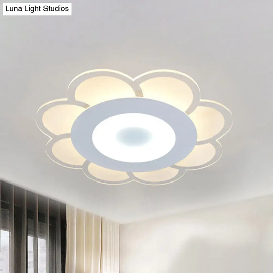 8/16.5/20.5 W White 8-Petal Flush Mount Ceiling Light - Nordic Frosted Acrylic Led Lamp / 8 Warm