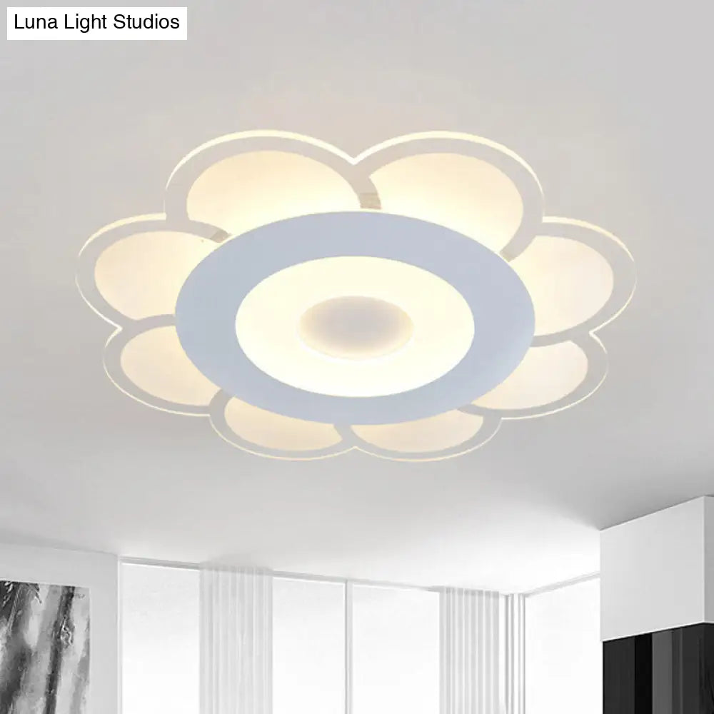 8/16.5/20.5 W White 8-Petal Flush Mount Ceiling Light - Nordic Frosted Acrylic Led Lamp