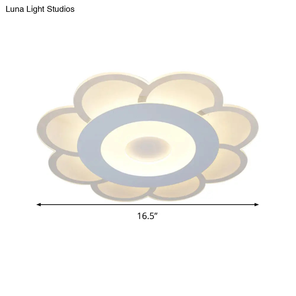 8/16.5/20.5 W White 8-Petal Flush Mount Ceiling Light - Nordic Frosted Acrylic Led Lamp