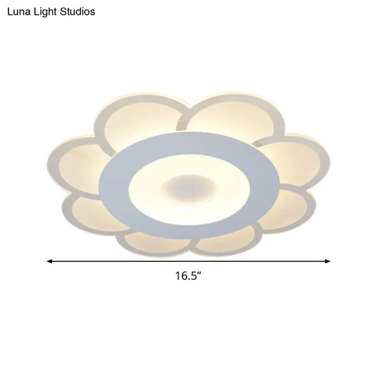 8/16.5/20.5 W White 8-Petal Flush Mount Ceiling Light - Nordic Frosted Acrylic Led Lamp