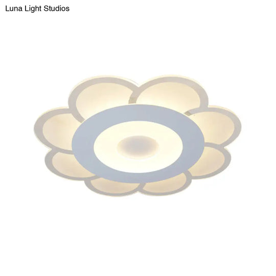 8/16.5/20.5 W White 8-Petal Flush Mount Ceiling Light - Nordic Frosted Acrylic Led Lamp