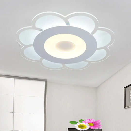 8’/16.5’/20.5’ W White 8 - Petal Flush Mount Ceiling Light - Nordic Frosted Acrylic Led Lamp / 8’