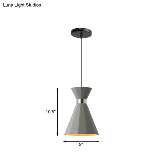 Nordic Grey Cement 1 Head Hourglass Pendant Light For Dining Room 8.5/10.5 W