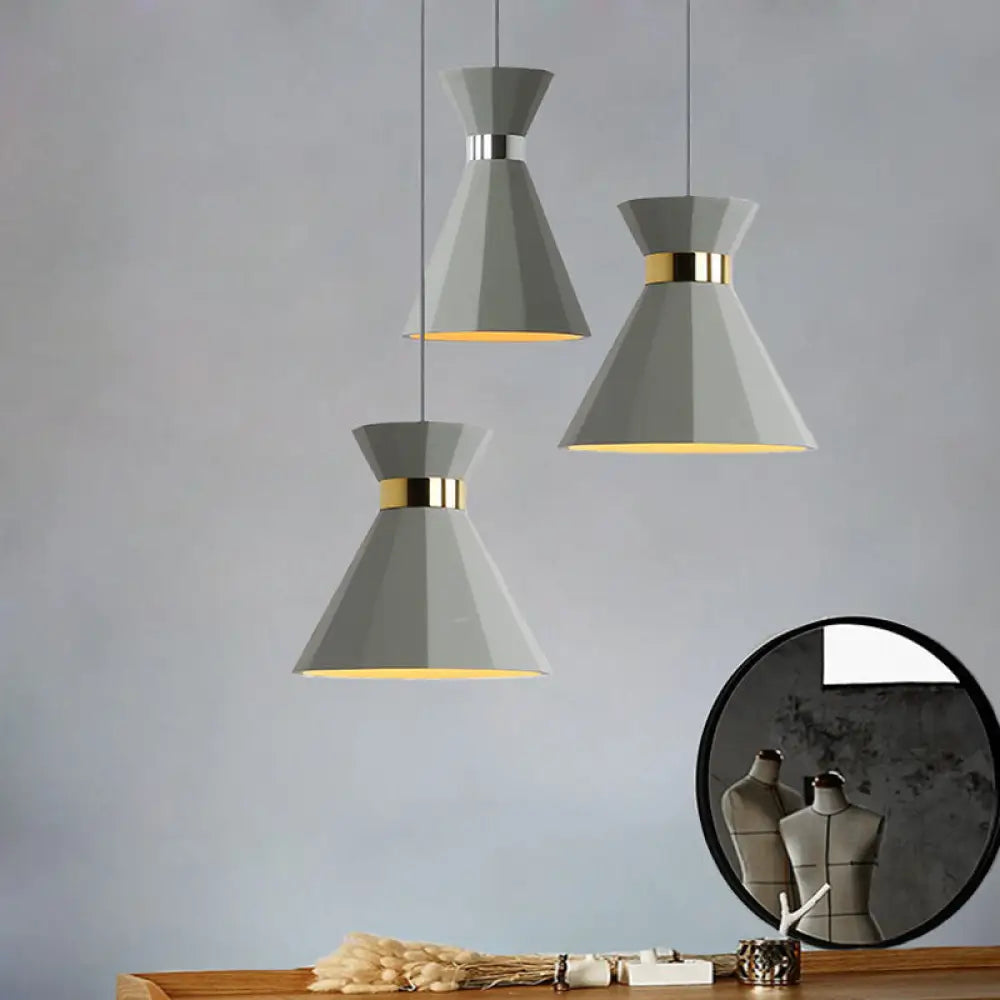 8.5’/10.5’ Nordic Grey Cement Suspension Light - Head Hourglass Ceiling Pendant For Dining Room