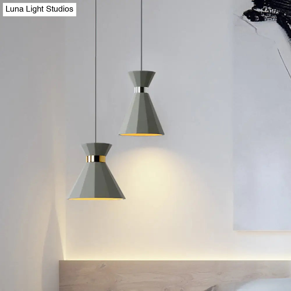 8.5’/10.5’ Nordic Grey Cement Suspension Light - Head Hourglass Ceiling Pendant For Dining Room