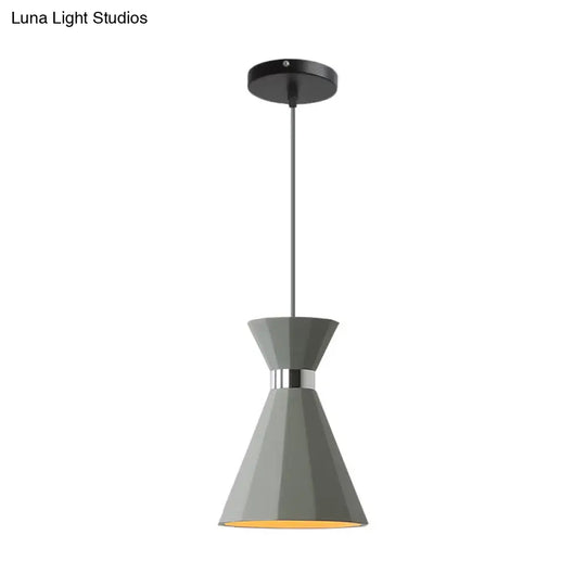 Nordic Grey Cement 1 Head Hourglass Pendant Light For Dining Room 8.5/10.5 W