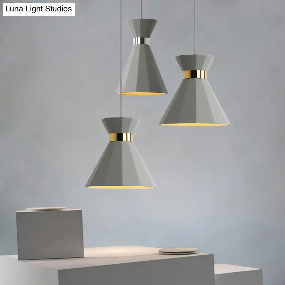 8.5’/10.5’ Nordic Grey Cement Suspension Light - Head Hourglass Ceiling Pendant For Dining Room