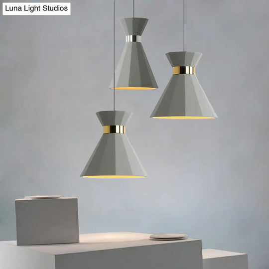 8.5’/10.5’ Nordic Grey Cement Suspension Light - Head Hourglass Ceiling Pendant For Dining Room