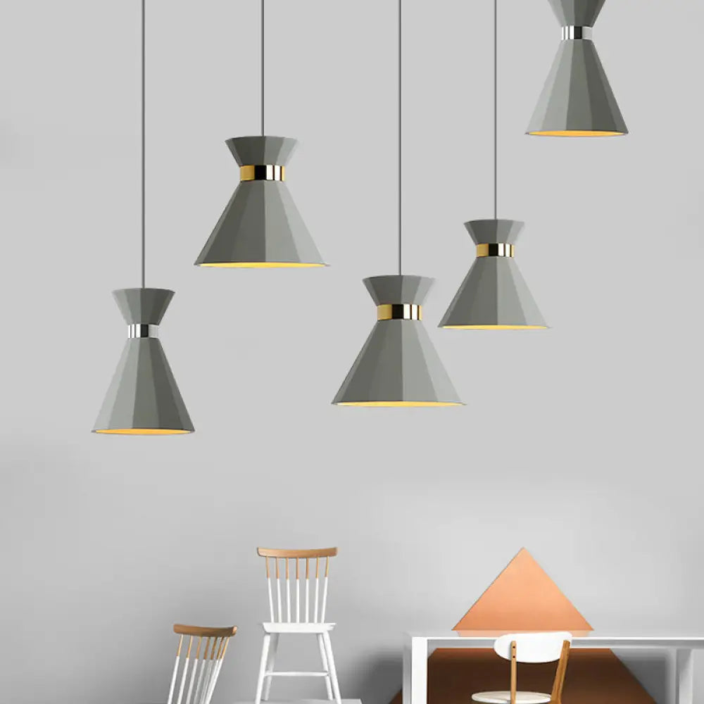 8.5’/10.5’ Nordic Grey Cement Suspension Light - Head Hourglass Ceiling Pendant For Dining Room