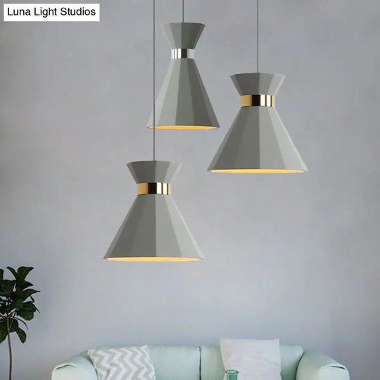 8.5’/10.5’ Nordic Grey Cement Suspension Light - Head Hourglass Ceiling Pendant For Dining Room