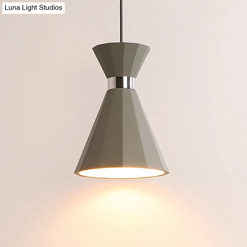 Nordic Grey Cement 1 Head Hourglass Pendant Light For Dining Room 8.5/10.5 W