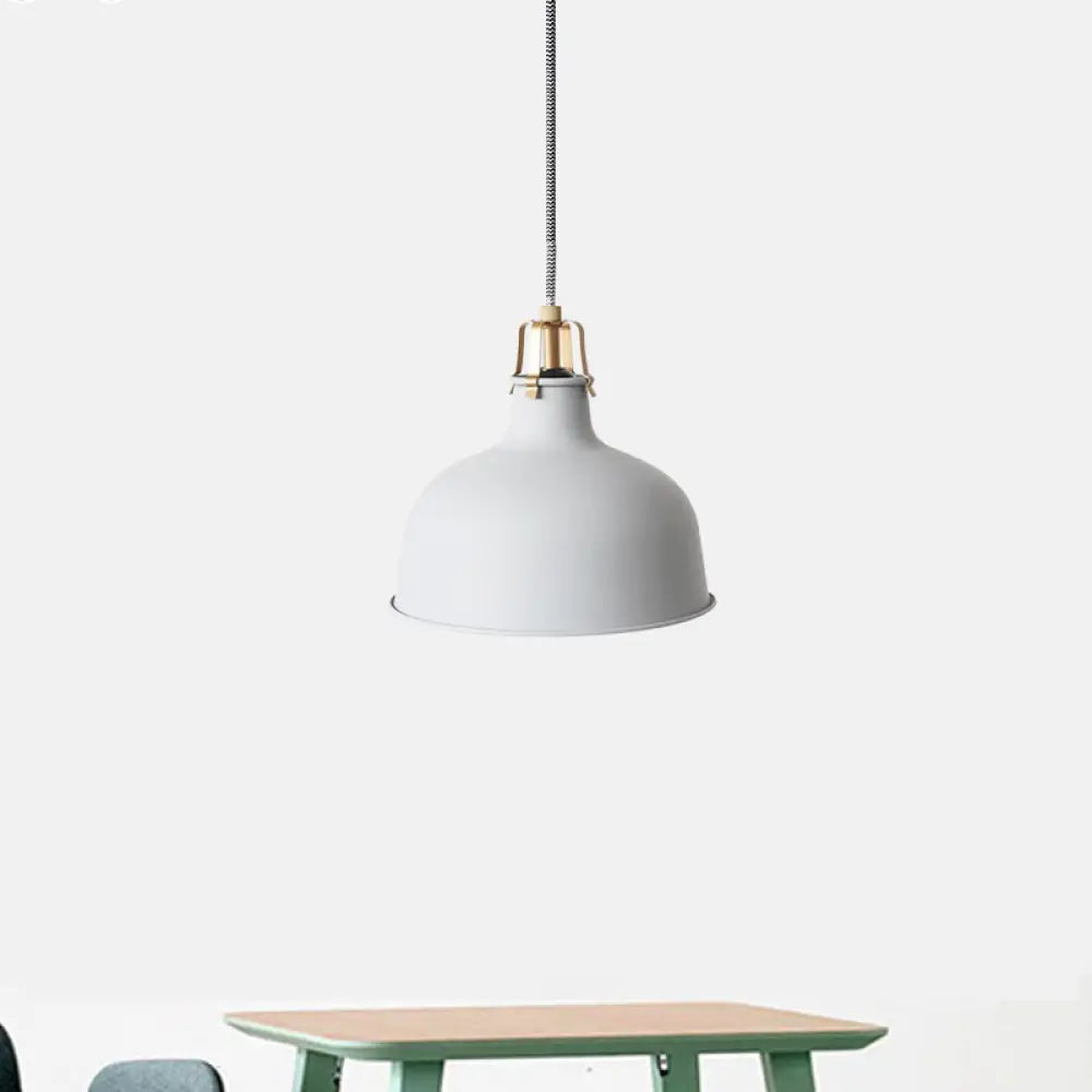 8.5’/13’ Minimalistic Dome Pendant Ceiling Light In Black/White - Metallic Finish For Living