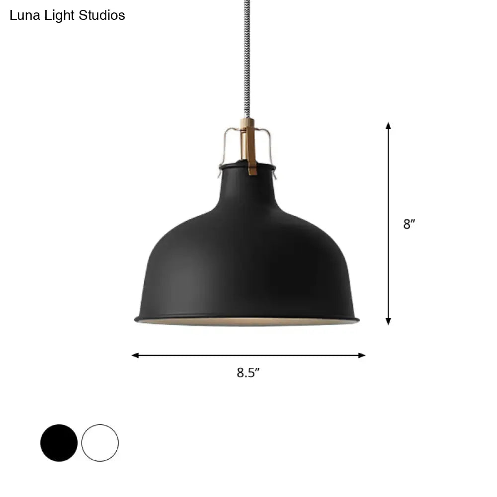 Minimalistic Metallic Dome Pendant Ceiling Light - 8.5/13 Width 1 Head Black/White Shade For Living