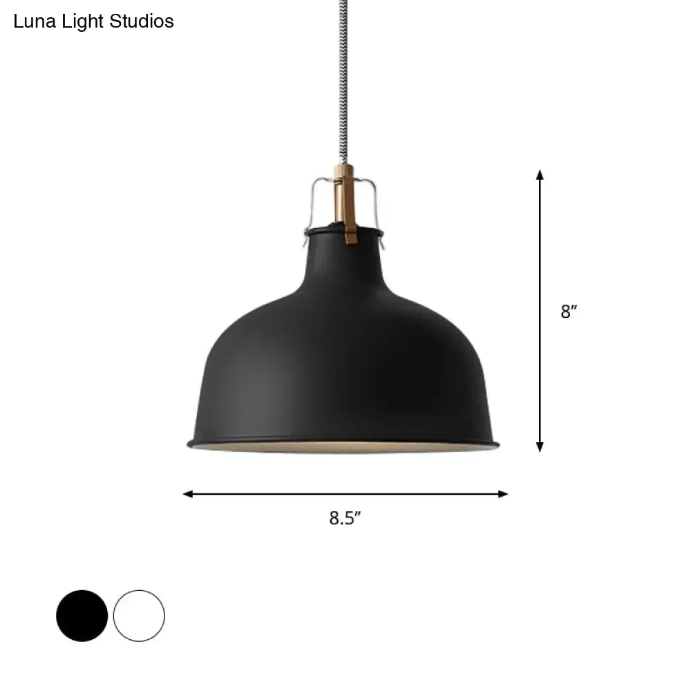 8.5’/13’ Minimalistic Dome Pendant Ceiling Light In Black/White - Metallic Finish For Living Room