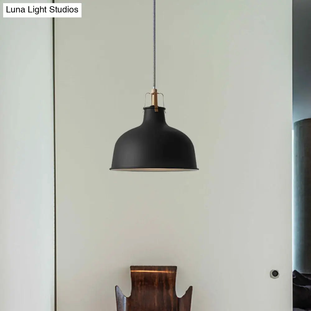 Minimalistic Metallic Dome Pendant Ceiling Light - 8.5/13 Width 1 Head Black/White Shade For Living