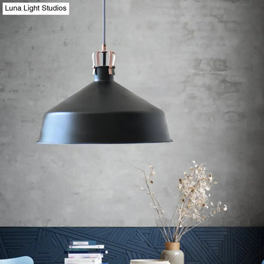 8.5’/13’ Minimalistic Dome Pendant Ceiling Light In Black/White - Metallic Finish For Living Room