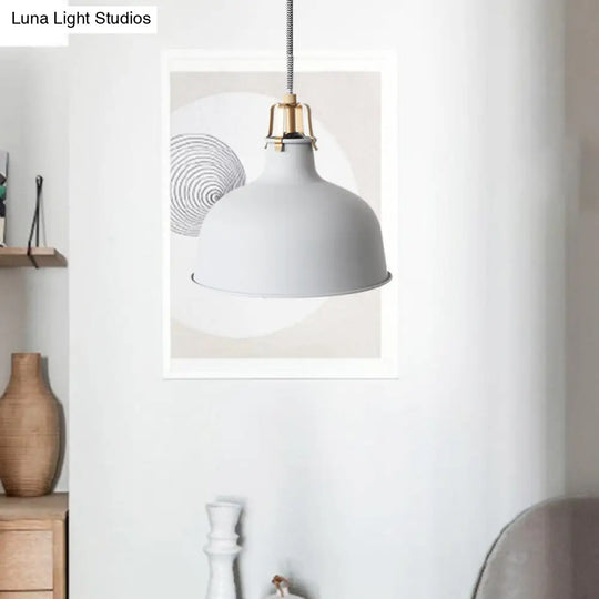 Minimalistic Metallic Dome Pendant Ceiling Light - 8.5/13 Width 1 Head Black/White Shade For Living