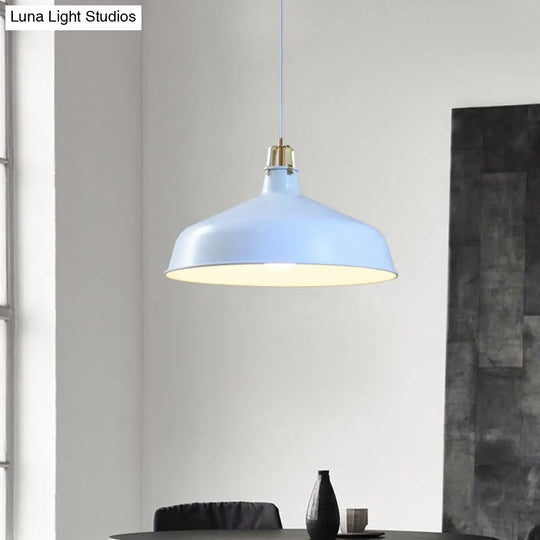 Minimalistic Metallic Dome Pendant Ceiling Light - 8.5/13 Width 1 Head Black/White Shade For Living