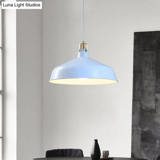 8.5’/13’ Minimalistic Dome Pendant Ceiling Light In Black/White - Metallic Finish For Living Room