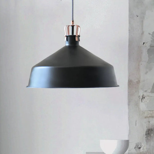 8.5’/13’ Minimalistic Dome Pendant Ceiling Light In Black/White - Metallic Finish For Living