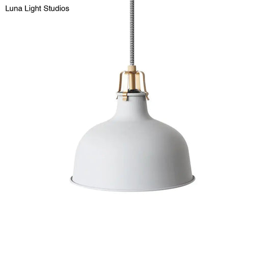 Minimalistic Metallic Dome Pendant Ceiling Light - 8.5/13 Width 1 Head Black/White Shade For Living