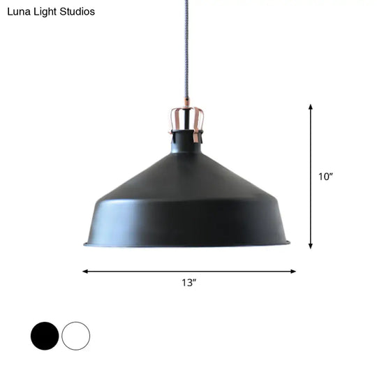 8.5’/13’ Minimalistic Dome Pendant Ceiling Light In Black/White - Metallic Finish For Living Room