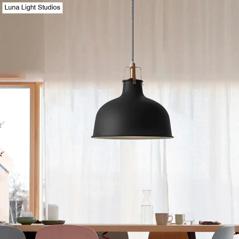 Minimalistic Metallic Dome Pendant Ceiling Light - 8.5/13 Width 1 Head Black/White Shade For Living