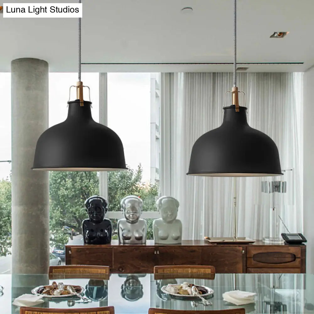 Minimalistic Metallic Dome Pendant Ceiling Light - 8.5/13 Width 1 Head Black/White Shade For Living